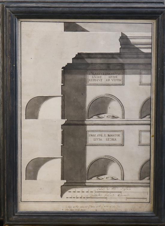 Early 19th century Italian School Architectural and archaeological studies of Livias tomb 18 x 13in.